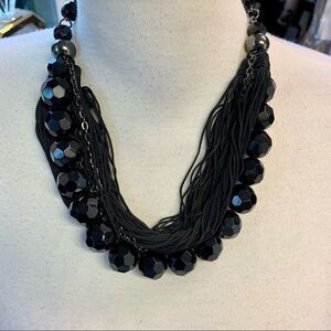 Kien vintage black Layered chunky beaded rope and chain necklace